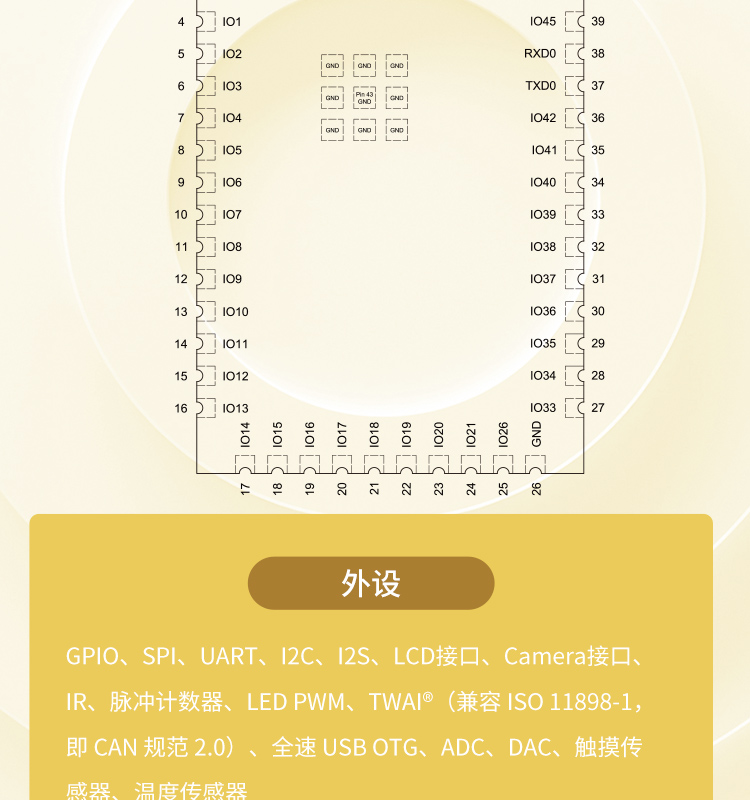 樂鑫esp官網ESP32-S2-WROOM-I-N4 2.4GHz WiFi(802.11 b/g/n)模組樂鑫wifi_mesh組網模塊